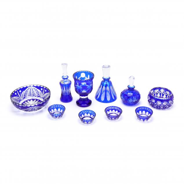 ten-pieces-of-cobalt-cut-to-clear-glass