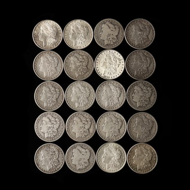 twenty-20-circulated-morgan-silver-dollars