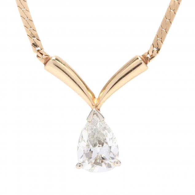 14kt-gold-pear-cut-diamond-pendant-necklace