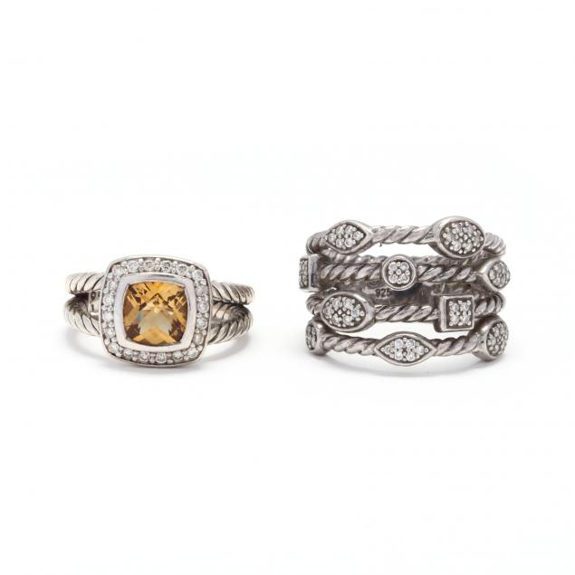 two-silver-and-gem-set-rings-david-yurman