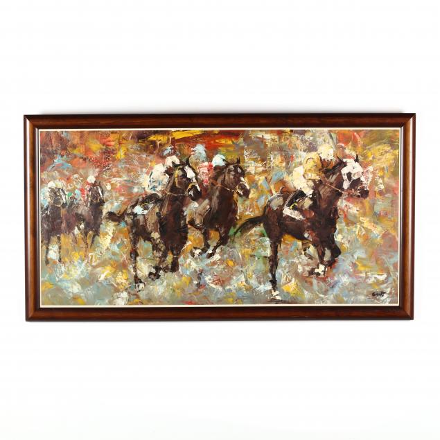 mid-century-painting-of-a-polo-match