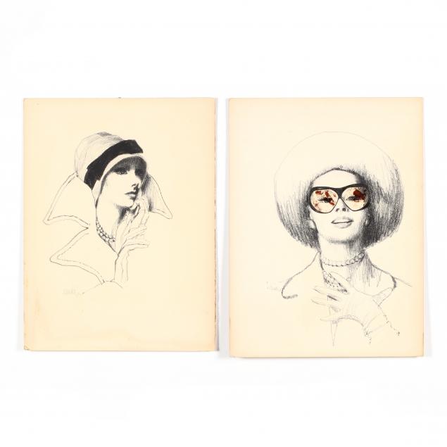 don-neiser-1918-2009-a-pair-of-fashion-portrait-drawings