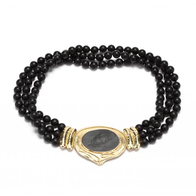 18kt-gold-and-triple-strand-onyx-bead-necklace-with-artist-s-illustration-elizabeth-gage