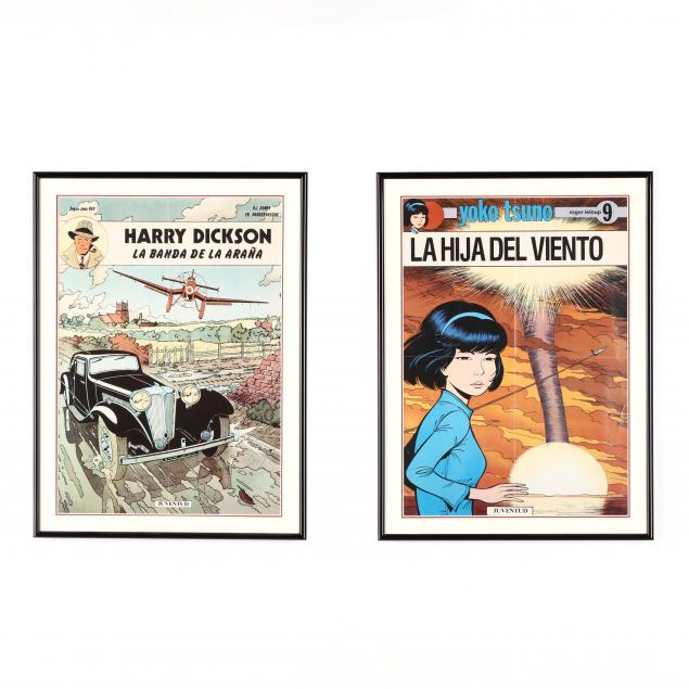 two-framed-vintage-comics-published-by-i-juventud-i-harry-dickson-and-yoko-tsuno