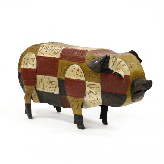 large-decorative-painted-metal-pig