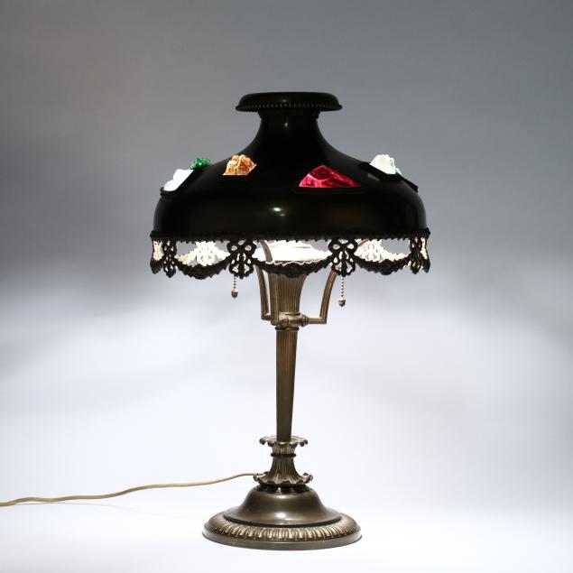 austrian-art-nouveau-brass-jeweled-table-lamp