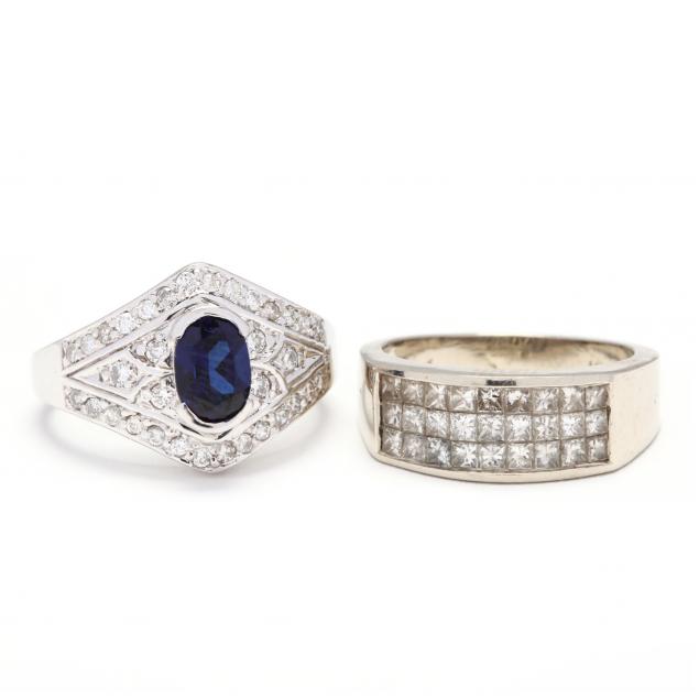 two-14kt-white-gold-and-gem-set-rings