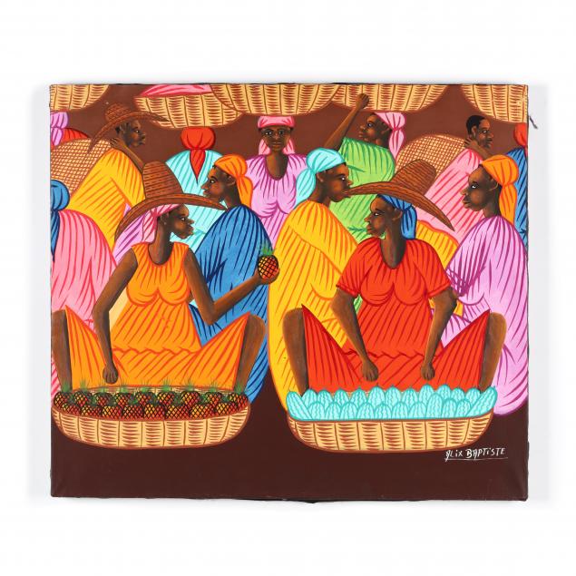 alix-baptiste-haitian-american-b-1964-painting-of-women-with-baskets-and-fruit