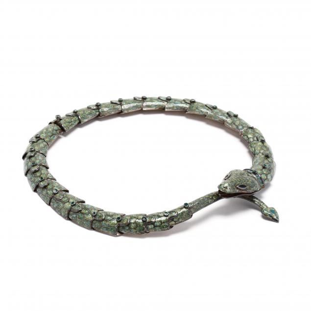 mexican-sterling-silver-and-enamel-snake-choker-jaime-quiroz