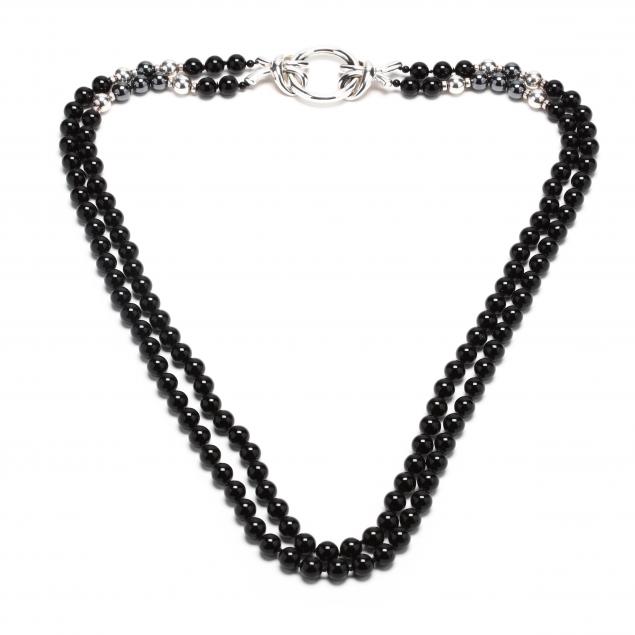 Sterling Silver and Onyx Bead Necklace, Charles Krypell (Lot 1219 ...