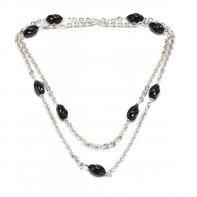 Silver and Onyx Bead Station Necklace (Lot 1222 - Estate Jewelry ...