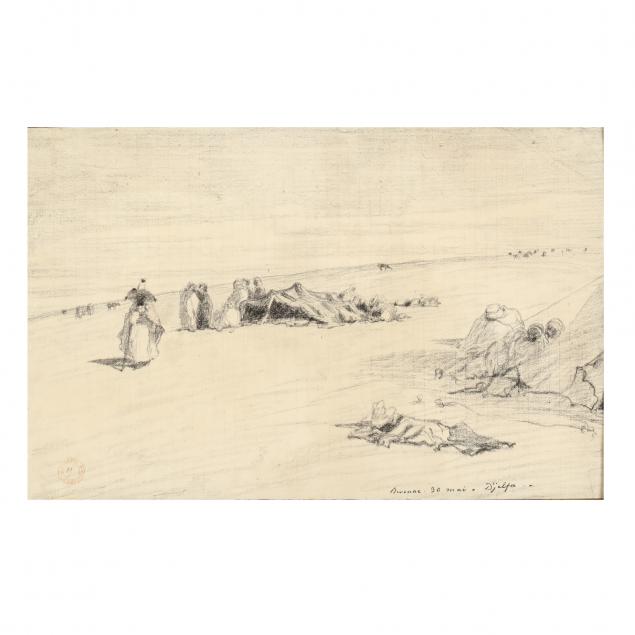 eugene-fromentin-french-1820-1876-drawing-of-an-algerian-camp-with-figures