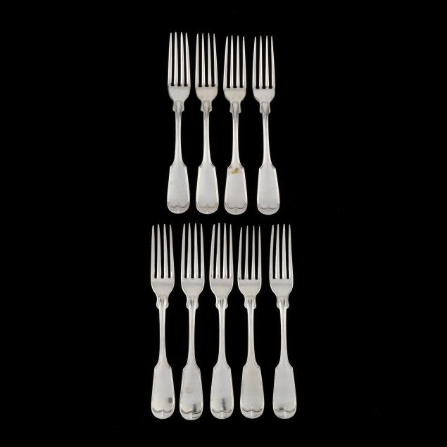 set-of-nine-southern-coin-silver-forks-mark-of-john-campbell
