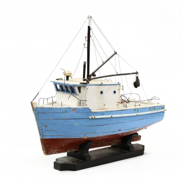 Vintage Wooden Model of a North Carolina Fishing Boat on Stand (Lot 1081 -  From the Personal Collection of Bob TimberlakeNov 14, 2020, 9:00am)
