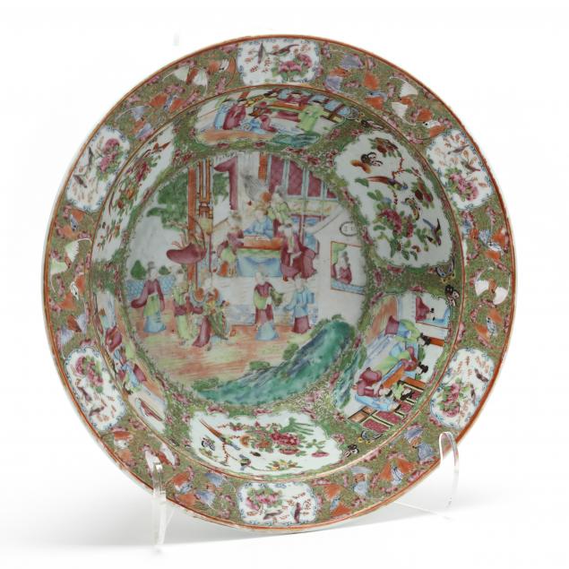 a-large-chinese-porcelain-rose-medallion-punch-bowl
