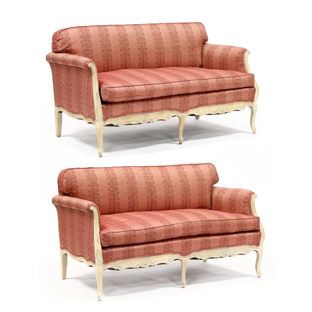 pair-of-french-provincial-style-upholstered-fruitwood-settees
