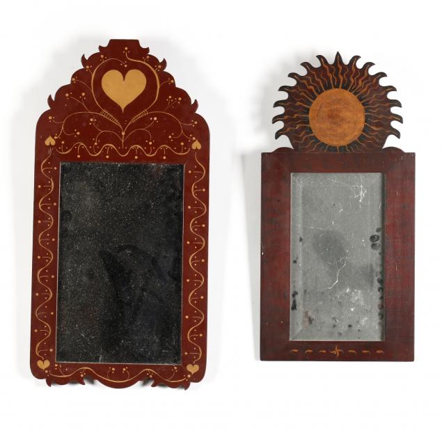abe-cassidy-jr-nc-b-1942-two-folky-paint-decorated-mirrors