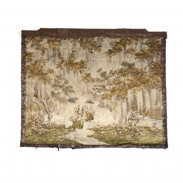 a-japanese-meiji-period-silk-embroidered-wall-hanging