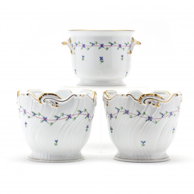 three-herend-blue-garland-porcelain-cachepots