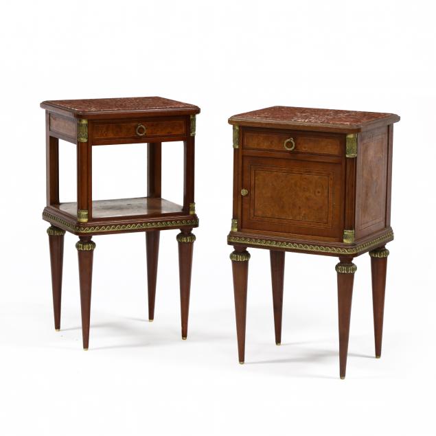 two-french-inlaid-mahogany-and-marble-top-side-stands
