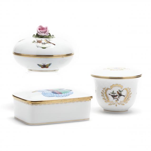 three-herend-porcelain-covered-boxes