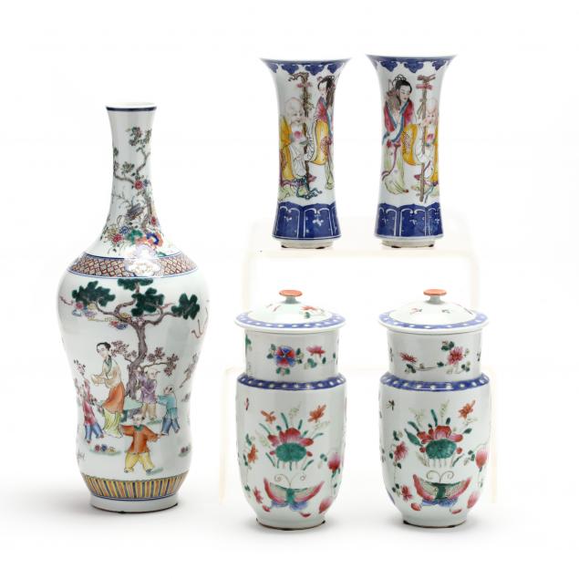 a-group-of-five-chinese-famille-rose-porcelains