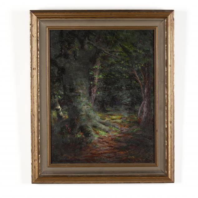 american-school-20th-century-painting-of-a-forest-interior