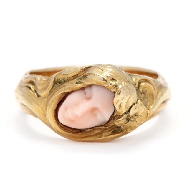 Art Nouveau Gold and Coral Cameo Ring (Lot 2090 - Estate Jewelry ...