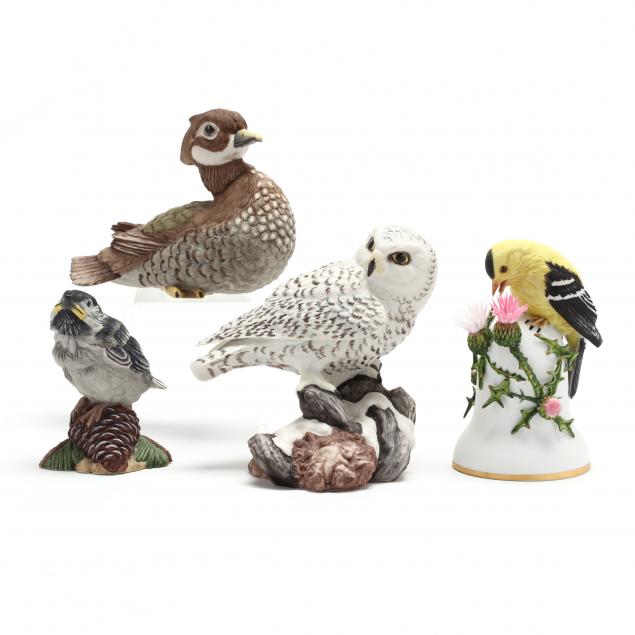 four-small-boehm-porcelain-bird-figurines