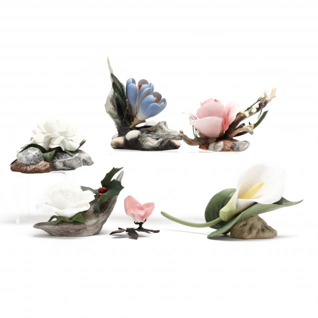 six-boehm-porcelain-flower-sculptures
