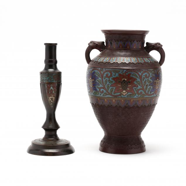 an-asian-champleve-vase-and-candlestick