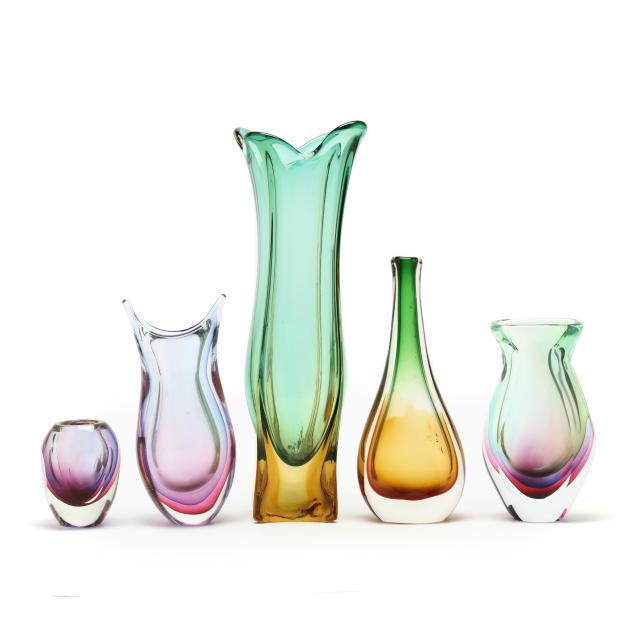 five-murano-art-glass-vases