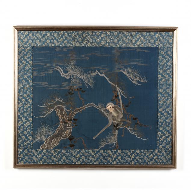 a-silk-embroidered-panel-of-a-gibbon-reaching-for-the-moon