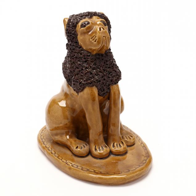 nc-folk-pottery-billy-ray-hussey-seated-brown-eyed-lion