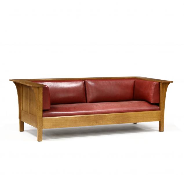 stickley-mission-oak-and-leather-sofa