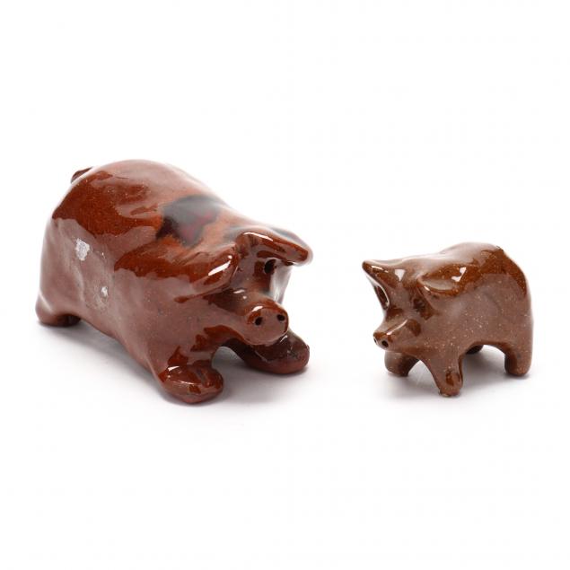 nc-folk-pottery-two-molded-pigs-att-billy-hussey