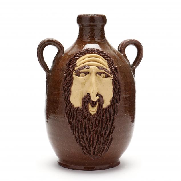 nc-folk-pottery-billy-ray-hussey-double-sided-face-jug