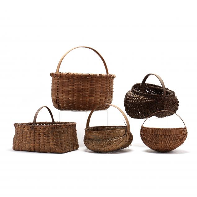 five-antique-splint-oak-baskets