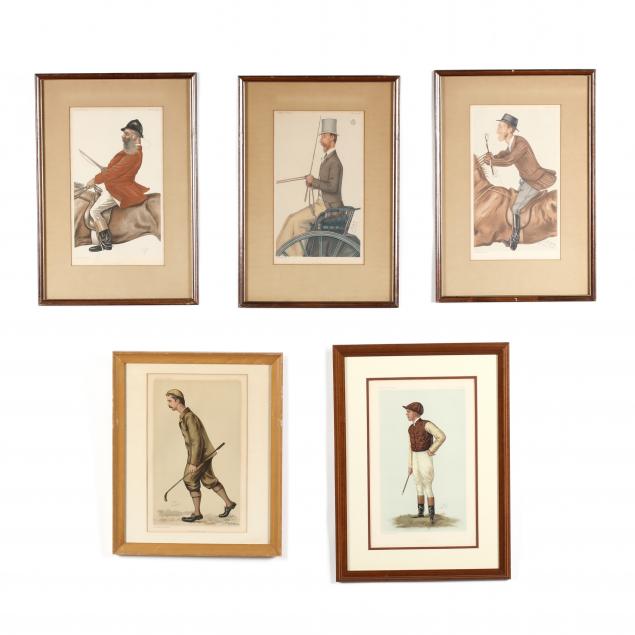 group-of-five-framed-vanity-fair-prints-19th-century