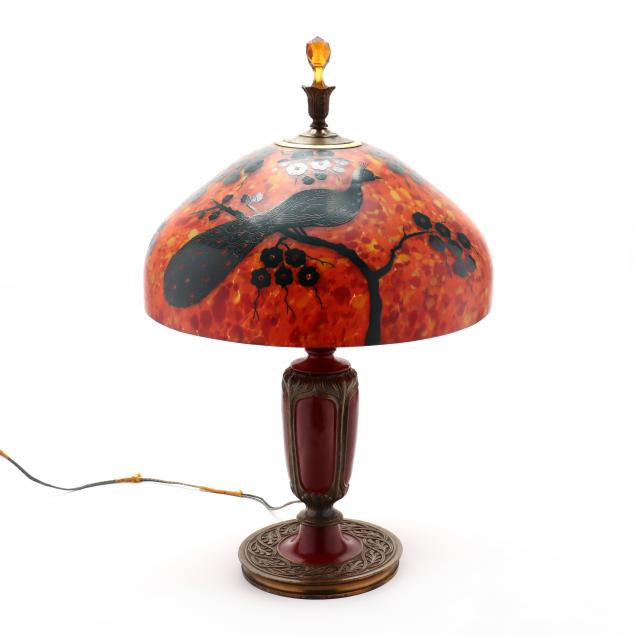 att-czechoslovakia-peacock-decorated-table-lamp