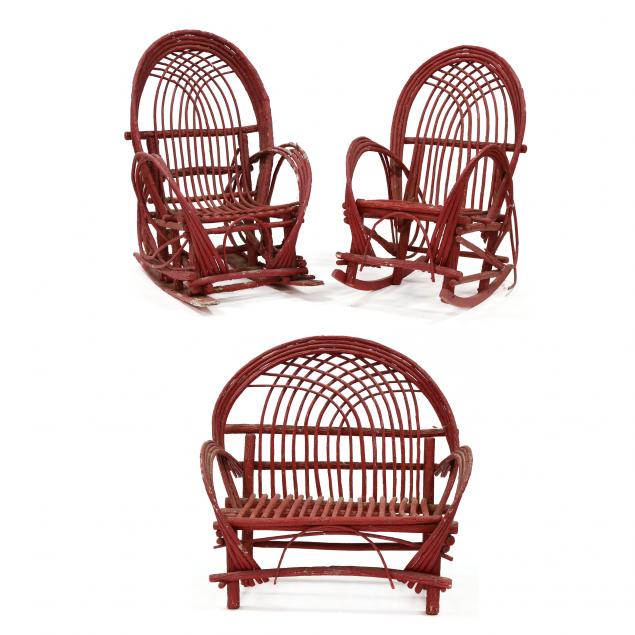 three-piece-twig-furniture-set-red-painted