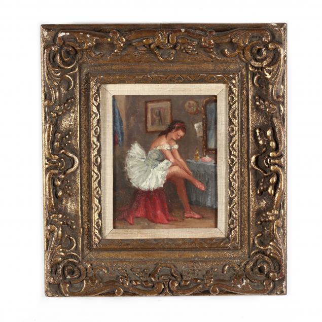 a-vintage-painting-of-a-ballerina-in-a-hand-carved-frame