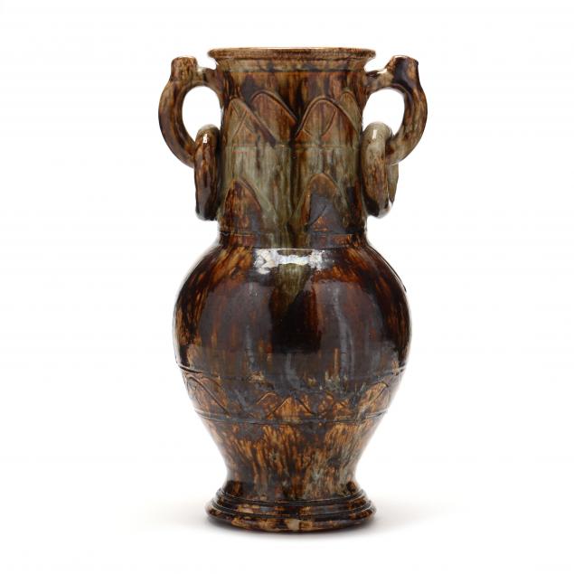 NC Pottery, Ring Handled Vase, Attributed to Farrell ...