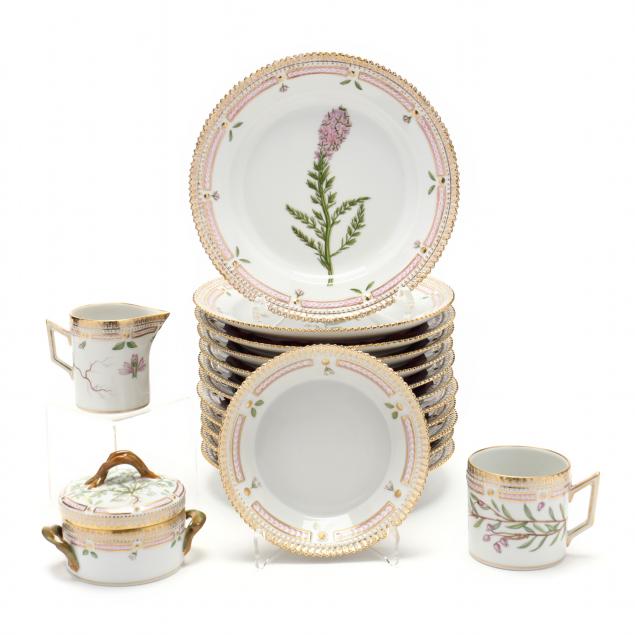16-pieces-of-royal-copenhagen-i-flora-danica-i-porcelain