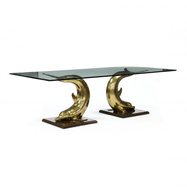 double-pedestal-brass-dolphin-dining-table-cernese