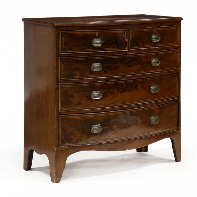 George Iii Inlaid Mahogany Bow Front Chest Of Drawers Lot 424 The Holiday Estate Auctiondec