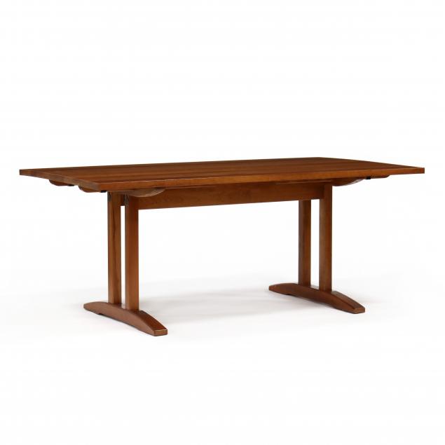 stickley-mission-cherry-trestle-base-dining-table-and-leaves