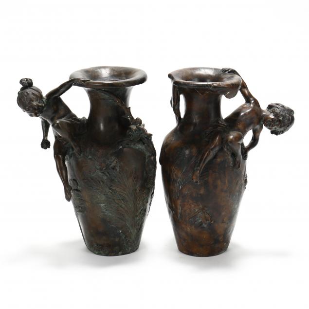 near-pair-of-art-nouveau-style-bronze-urns
