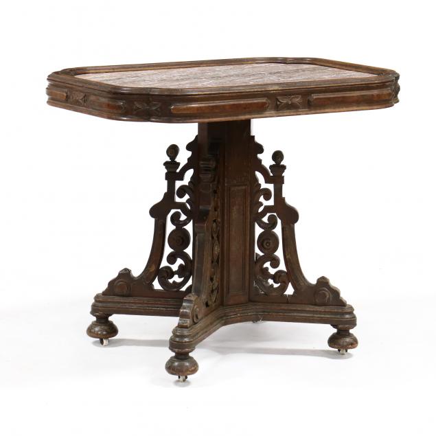renaissance-revival-walnut-and-marble-top-center-table