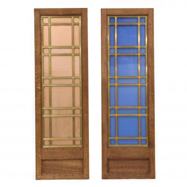 pair-of-vintage-oak-and-glass-panels